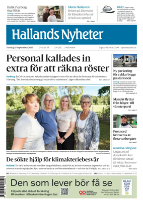 Cover of Hallands Nyheter