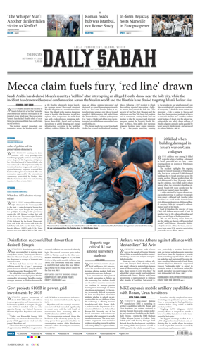 Cover of Daily Sabah (Turkey)
