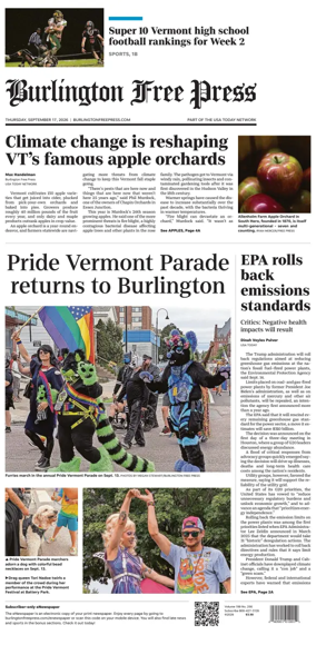 Cover of Burlington Free Press