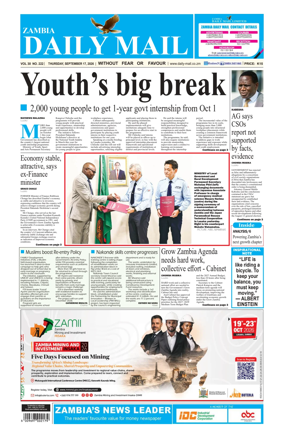 Cover of Zambia Daily Mail