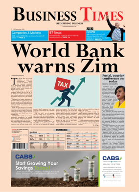 Cover of Business Times (Zimbabwe)