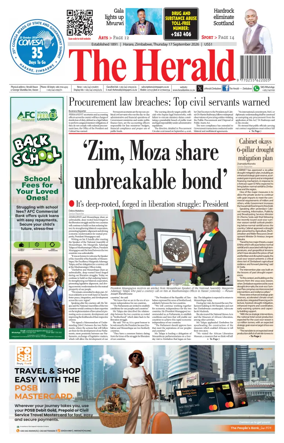 Cover of The Herald (Zimbabwe)