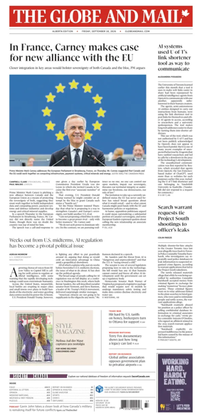 Cover of The Globe and Mail (Alberta Edition)