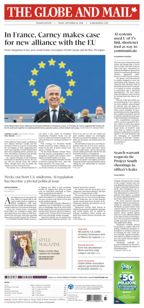 Cover of The Globe and Mail (Ontario Edition)