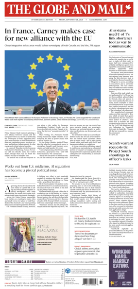 Cover of The Globe and Mail (Ottawa/Quebec Edition)