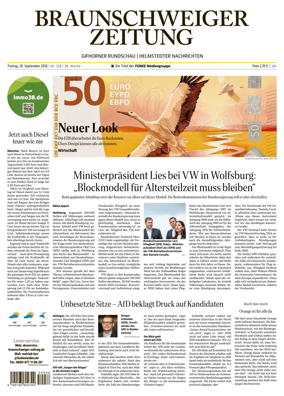Cover of Braunschweiger Zeitung (Helmstedter Nachrichten)