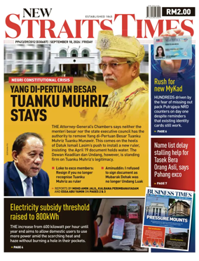 Cover of New Straits Times