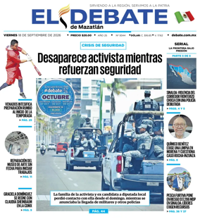 Cover of El Debate de Mazatlan