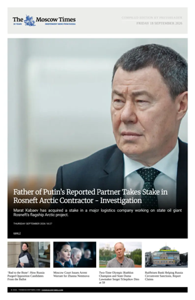 Cover of The Moscow Times - English