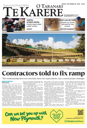 Cover of Taranaki Daily News
