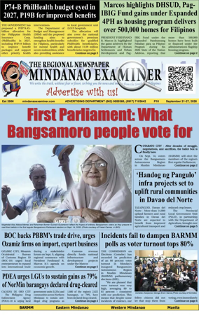 Cover of The Mindanao Examiner Regional Newspaper