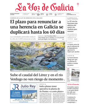 Cover of La Voz de Galicia (Pontevedra)