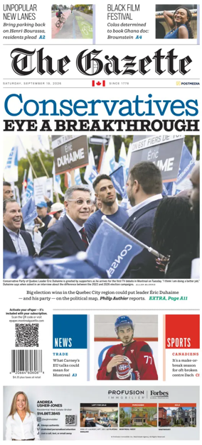 Cover of Montreal Gazette