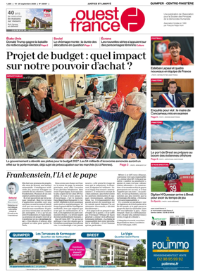 Cover of Ouest-France (Quimper Centre-Finistere)