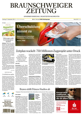 Cover of Braunschweiger Zeitung (Helmstedter Nachrichten)