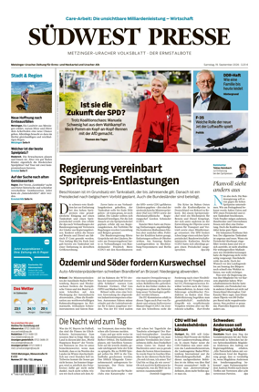 Cover of Sudwest Presse - Metzinger Uracher Volksblatt - Der Ermstalbote