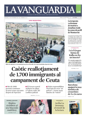 Cover of La Vanguardia (Catala)