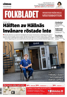 Cover of Folkbladet Vasterbotten