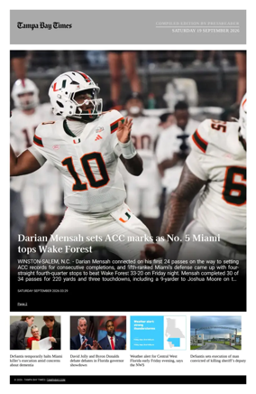 Cover of Tampa Bay Times TFP