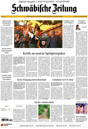 Cover of Schwabische Zeitung (Bad Waldsee / Aulendorf)