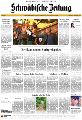 Cover of Schwabische Zeitung (Ravensburg / Weingarten)