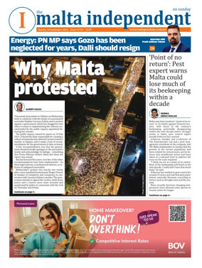 Cover of The Malta Independent on Sunday