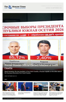 Cover of The Moscow Times - English