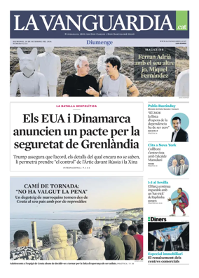 Cover of La Vanguardia (Catala)
