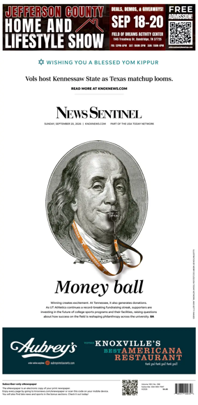 Cover of Knoxville News Sentinel