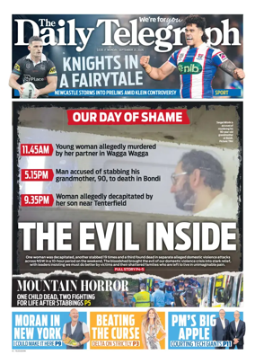Cover of The Daily Telegraph (Sydney)