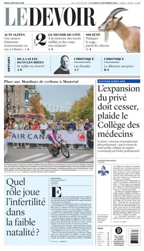 Cover of Le Devoir