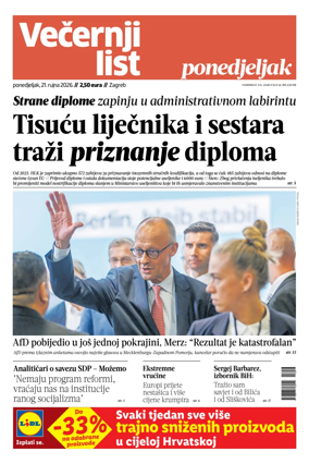 Cover of Vecernji list - Zagreb