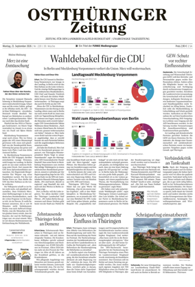 Cover of Ostthuringer Zeitung (Landkreis Saalfeld-Rudolstadt)