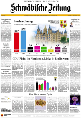 Cover of Schwabische Zeitung (Leutkirch / Isny / Bad Wurzach)