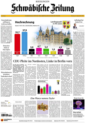 Cover of Schwabische Zeitung (Riedlingen)