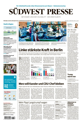 Cover of Sudwest Presse - Metzinger Uracher Volksblatt - Der Ermstalbote