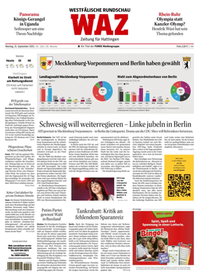 Cover of Westdeutsche Allgemeine Zeitung (Hattingen)