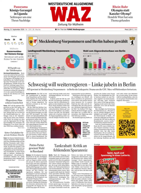 Cover of Westdeutsche Allgemeine Zeitung (Mulheim an der Ruhr)