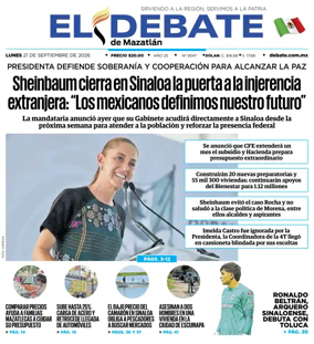 Cover of El Debate de Mazatlan