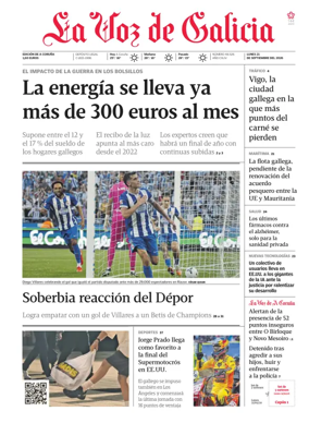 Cover of La Voz de Galicia (A Coruna)