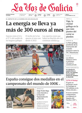 Cover of La Voz de Galicia (Santiago)