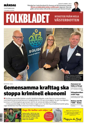 Cover of Folkbladet Vasterbotten