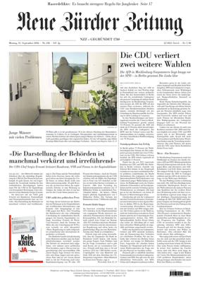 Cover of Neue Zurcher Zeitung