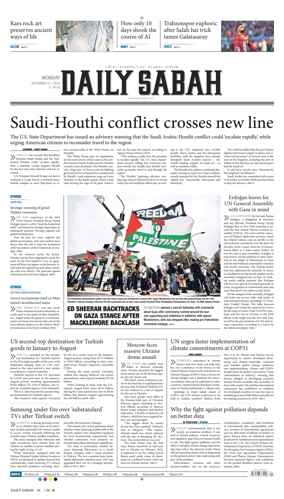 Cover of Daily Sabah (Turkey)