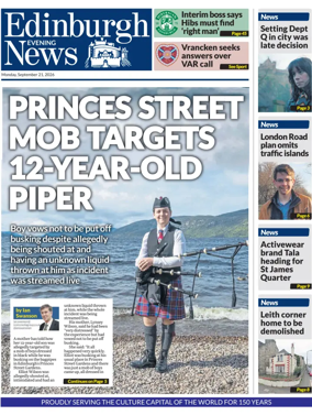 Cover of Edinburgh Evening News