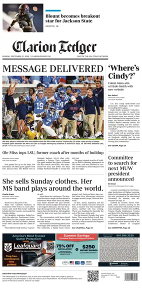 Cover of Clarion Ledger