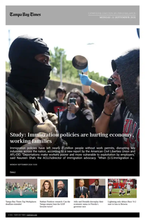 Cover of Tampa Bay Times TFP