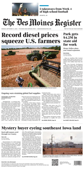 Cover of The Des Moines Register