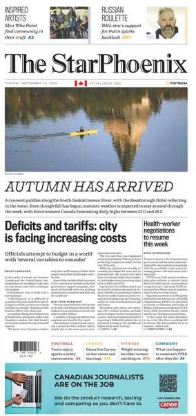 Cover of Saskatoon StarPhoenix