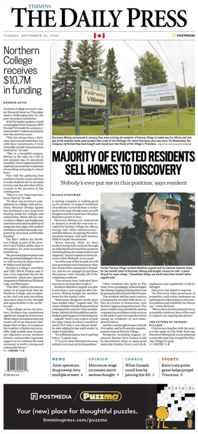 Cover of The Daily Press (Timmins)